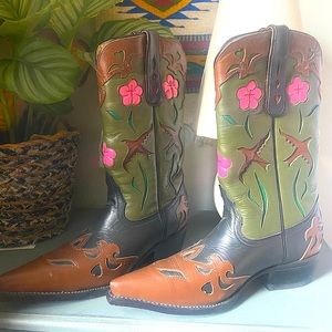 Vintage Fun Leather Mexican Cowboy Boots size 7